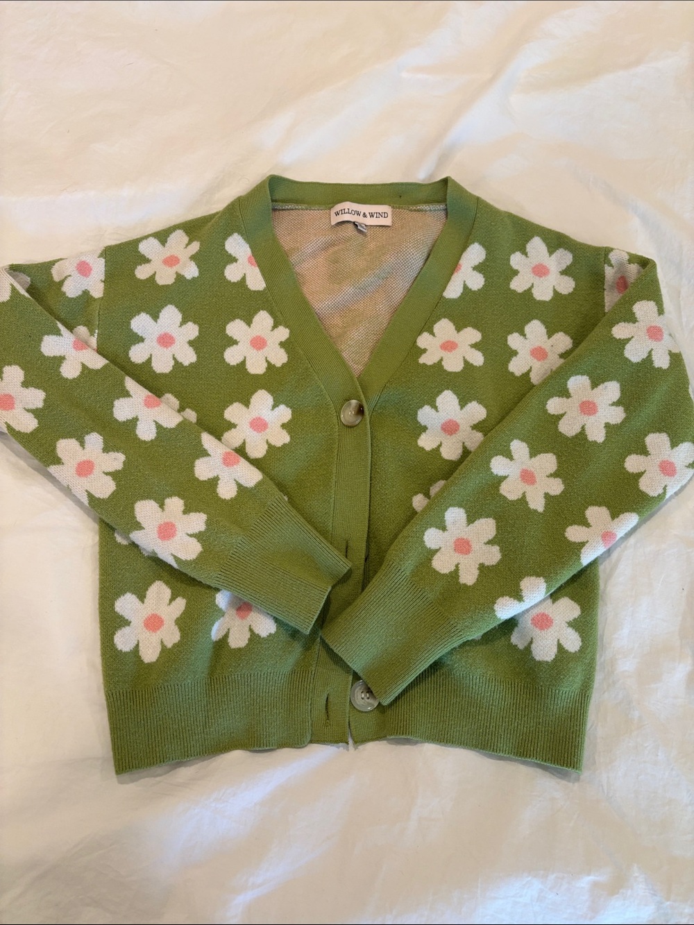 Willow & Wind Olive Green Floral Cardigan